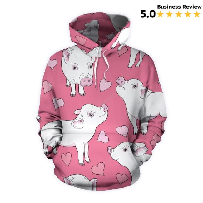 Official Pig Heart Pattern Print All Over Graphic 3D Shirt