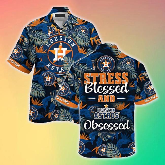 Official Hawaiian Astros Hoodie Stress Blessed Obsessed Palm Tree Houston Astros Gift