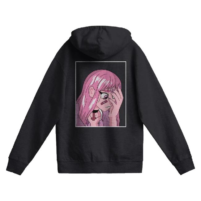 Original Mitchiefox Merch Store Sad Anime Girl Zip Up Hoodie Sweatshirt Mitchiefox Shop